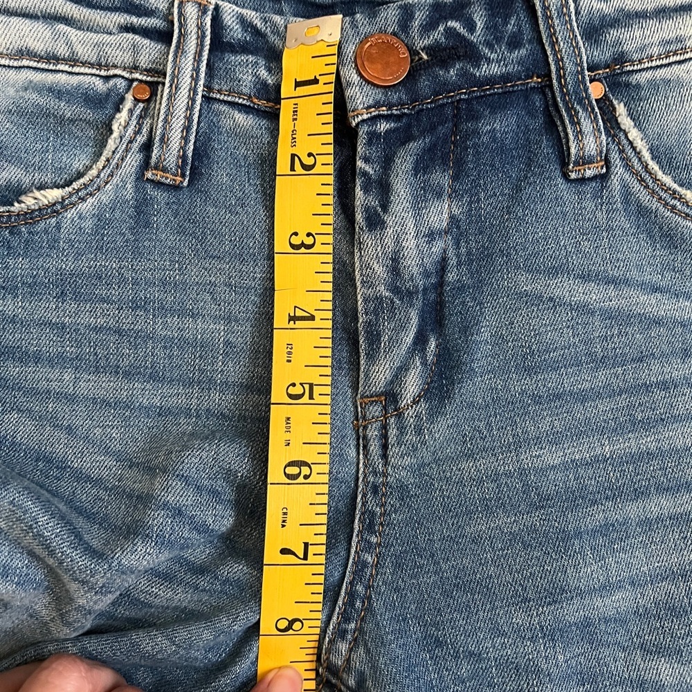 Upcycled Reworked Blank NYC Two-Tone Relaxed Barrel Jeans Stretch Denim sz 28 - Picture 8 of 10